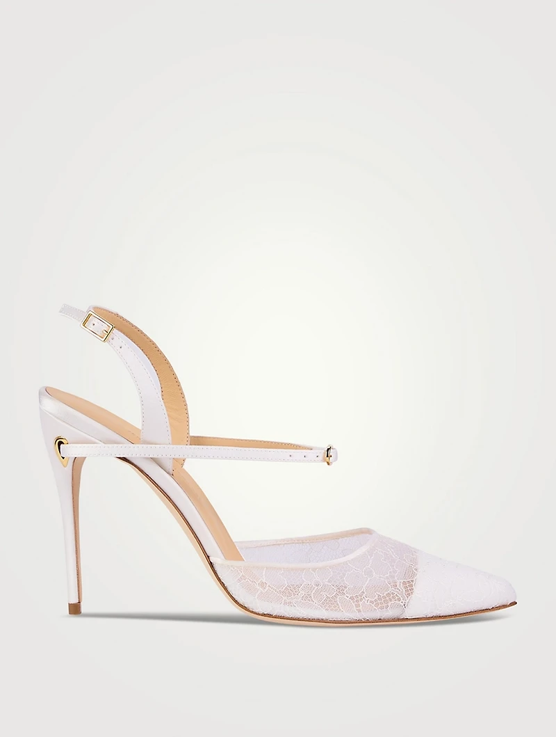 Vittorio Satin And Lace Slingback Pumps