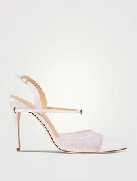 Vittorio Satin And Lace Slingback Pumps