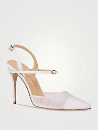 Vittorio Satin And Lace Slingback Pumps