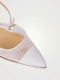 Vittorio Satin And Lace Slingback Pumps