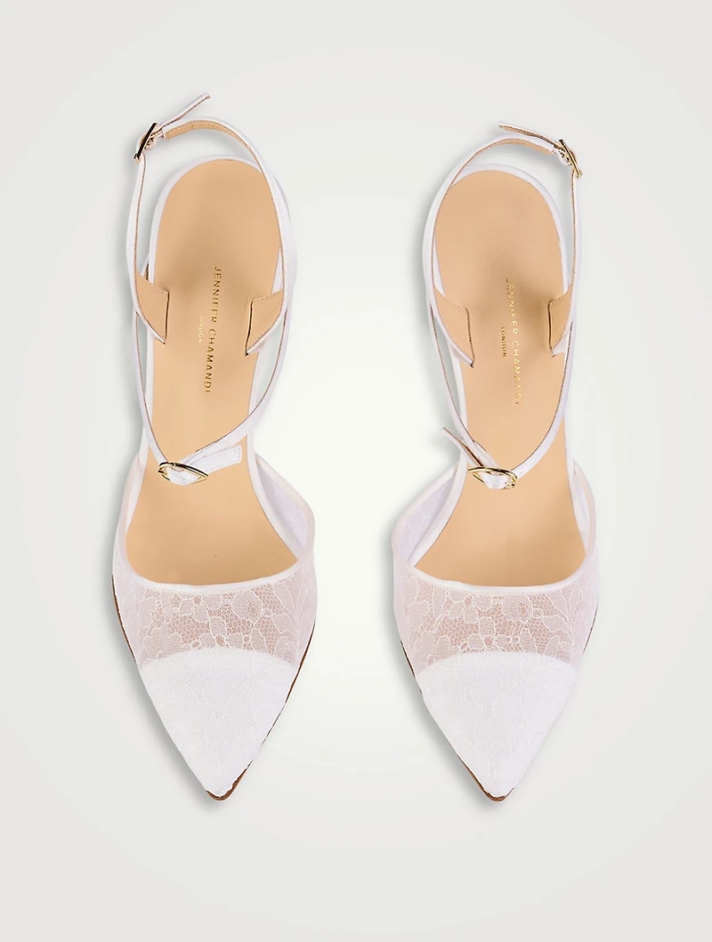Vittorio Satin And Lace Slingback Pumps