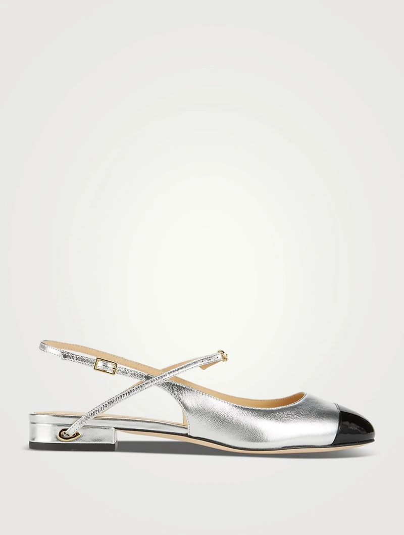 Mattia Metallic Leather Slingback Flats