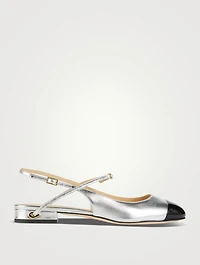 Mattia Metallic Leather Slingback Flats
