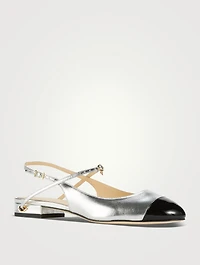 Mattia Metallic Leather Slingback Flats