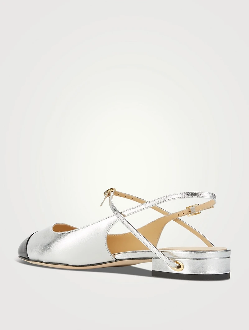 Mattia Metallic Leather Slingback Flats