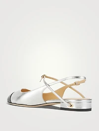Mattia Metallic Leather Slingback Flats