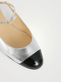 Mattia Metallic Leather Slingback Flats