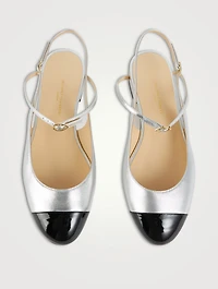 Mattia Metallic Leather Slingback Flats