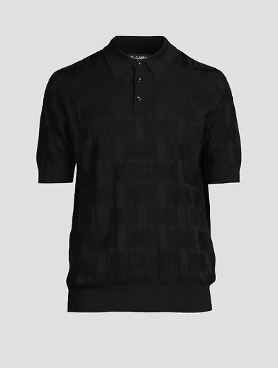 DG Logo Silk Jacquard Short-Sleeve Polo