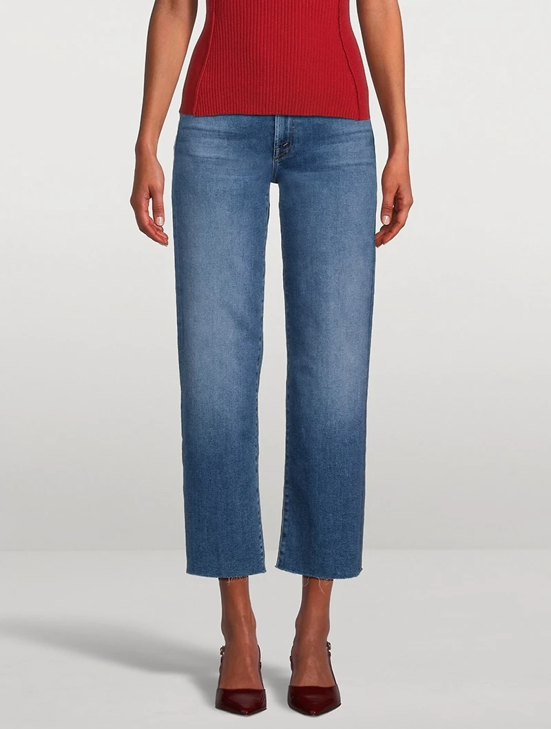 Mid Rambler Zip Ankle Fray Straight-Leg Jeans