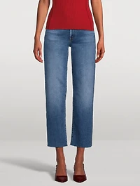 Mid Rambler Zip Ankle Fray Straight-Leg Jeans