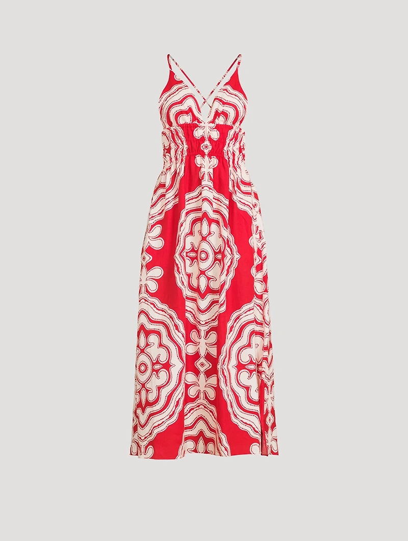 Gete Printed Linen Triangle Dress