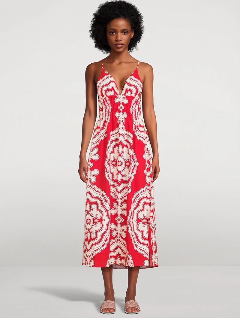 Gete Printed Linen Triangle Dress