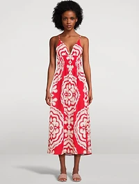Gete Printed Linen Triangle Dress