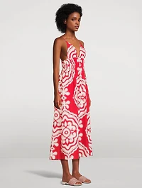 Gete Printed Linen Triangle Dress