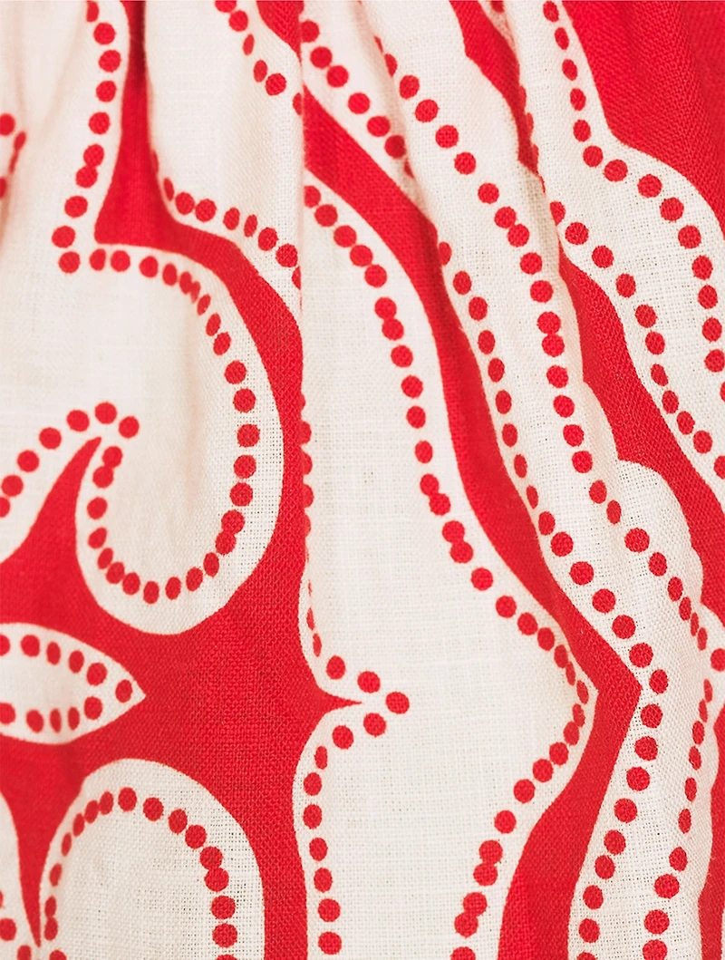 Gete Printed Linen Triangle Dress
