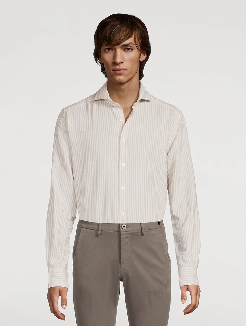 Lano Cotton And Wool Shirt Stripe Print