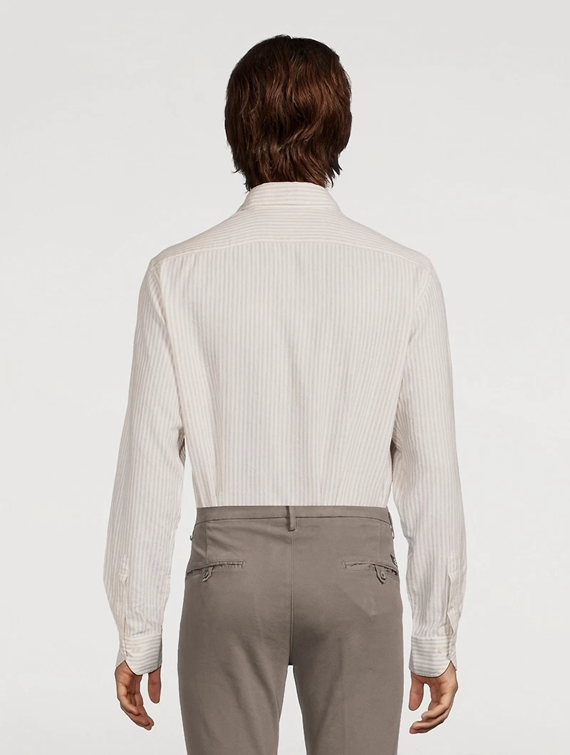 Lano Cotton And Wool Shirt Stripe Print