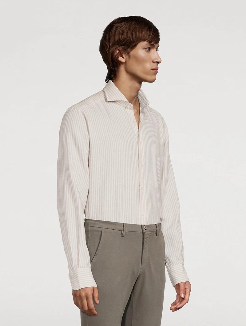 Lano Cotton And Wool Shirt Stripe Print
