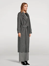 Double-Breasted Houndstooth Wool Coat
