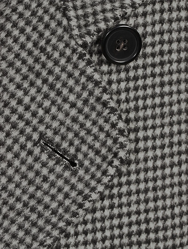 Double-Breasted Houndstooth Wool Coat