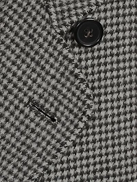Double-Breasted Houndstooth Wool Coat