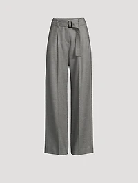 Belted Wide-Leg Wool Trousers