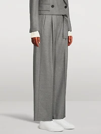 Belted Wide-Leg Wool Trousers