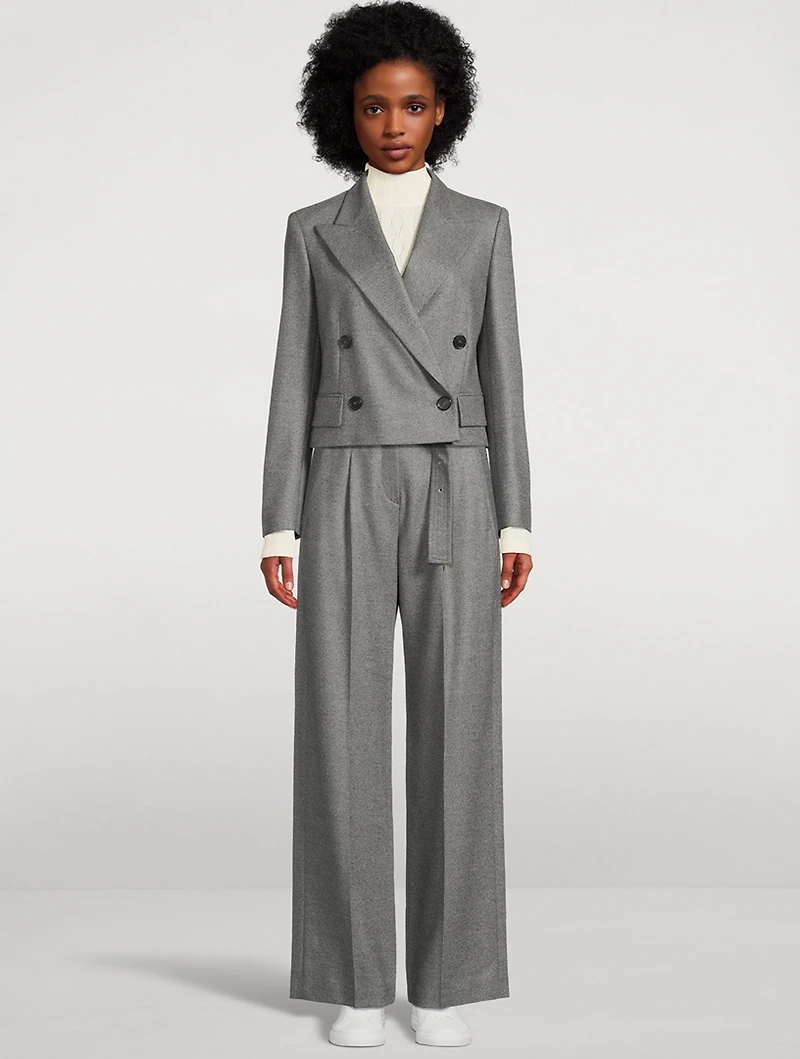 Belted Wide-Leg Wool Trousers