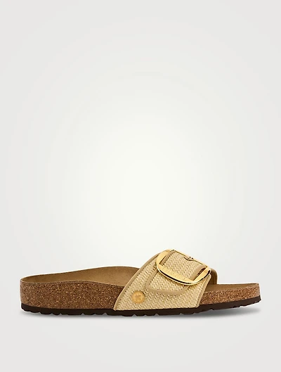 Madrid Big Buckle Raffia Slide Sandals