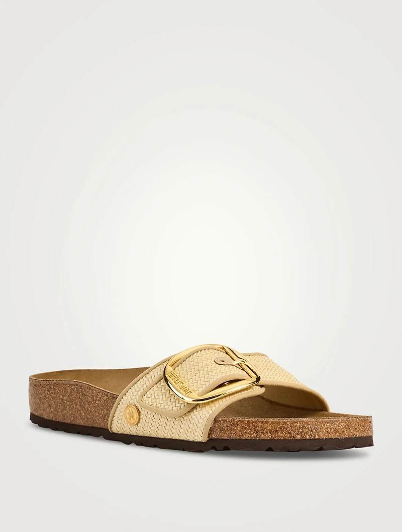 Madrid Big Buckle Raffia Slide Sandals