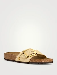Madrid Big Buckle Raffia Slide Sandals