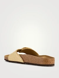 Madrid Big Buckle Raffia Slide Sandals