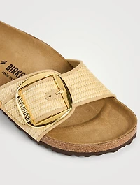 Madrid Big Buckle Raffia Slide Sandals
