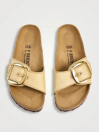 Madrid Big Buckle Raffia Slide Sandals