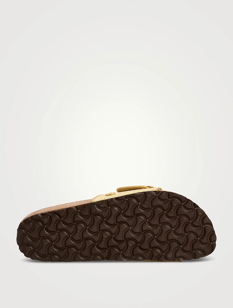 Madrid Big Buckle Raffia Slide Sandals