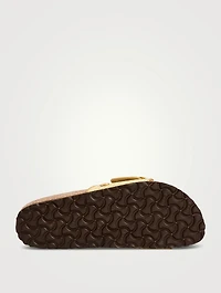 Madrid Big Buckle Raffia Slide Sandals
