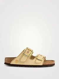 Arizona Big Buckle Raffia Slide Sandals