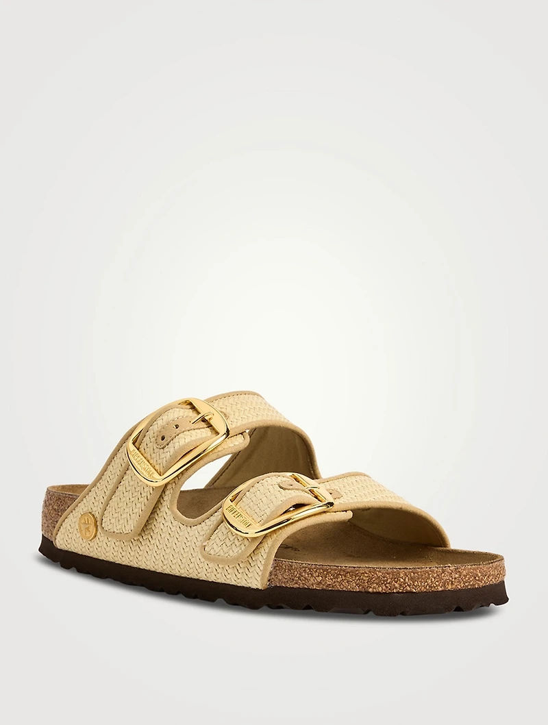 Arizona Big Buckle Raffia Slide Sandals