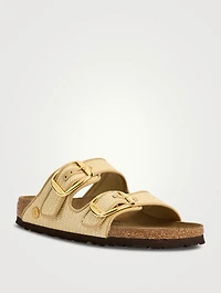 Arizona Big Buckle Raffia Slide Sandals