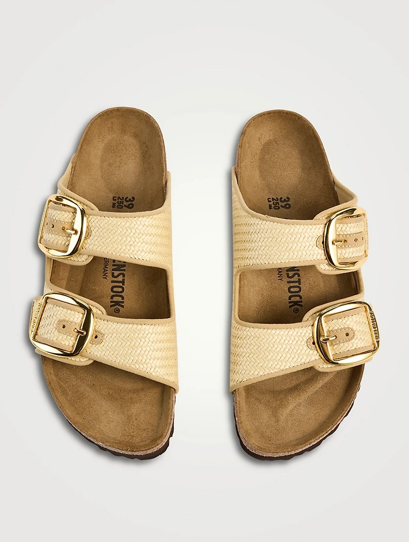 Arizona Big Buckle Raffia Slide Sandals