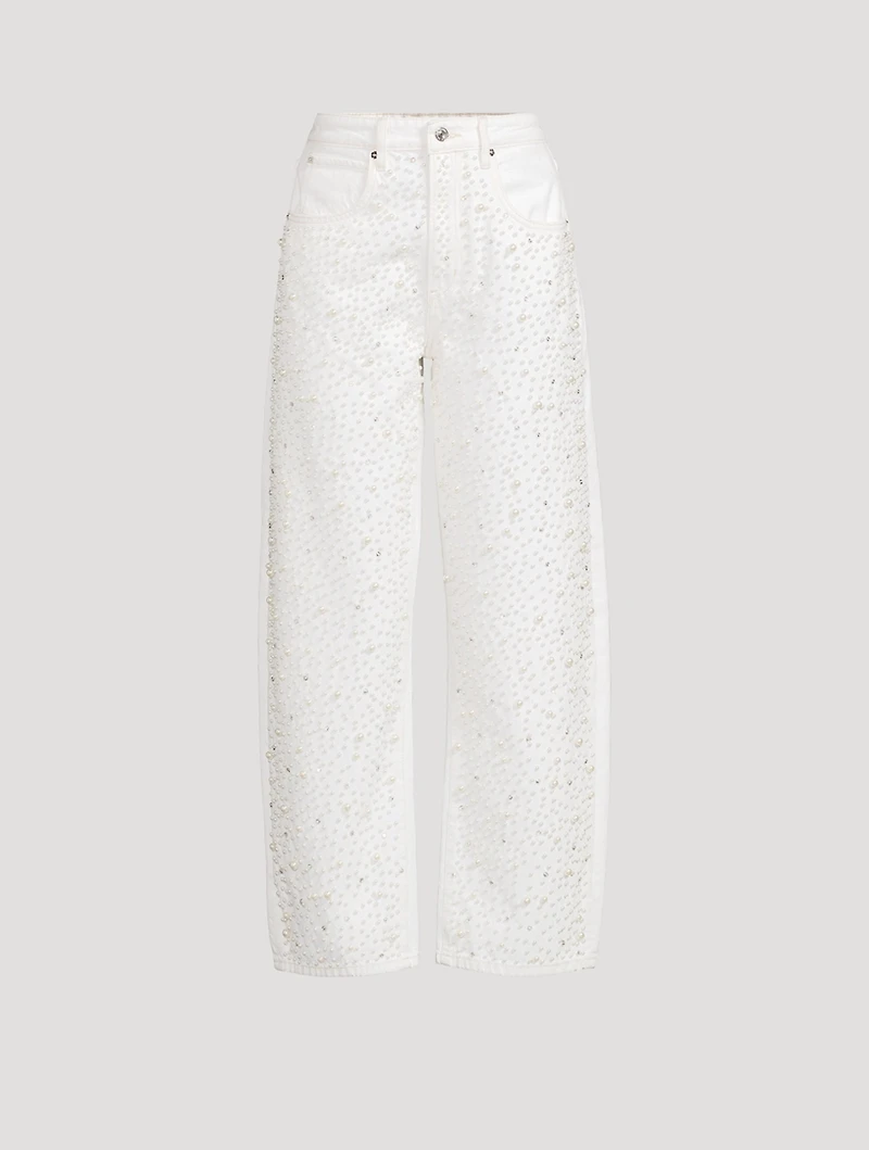 The Pearl Embellished Barrel-Leg Jeans