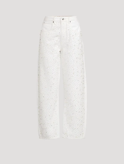 The Pearl Embellished Barrel-Leg Jeans
