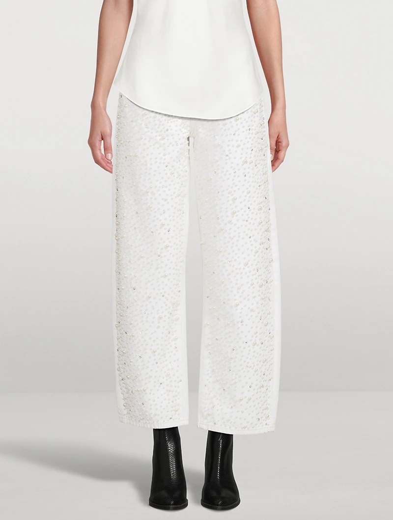 The Pearl Embellished Barrel-Leg Jeans