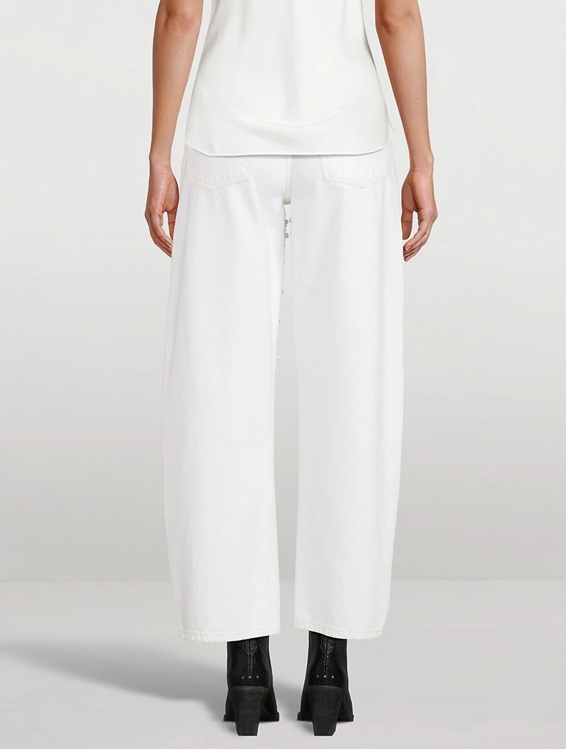The Pearl Embellished Barrel-Leg Jeans