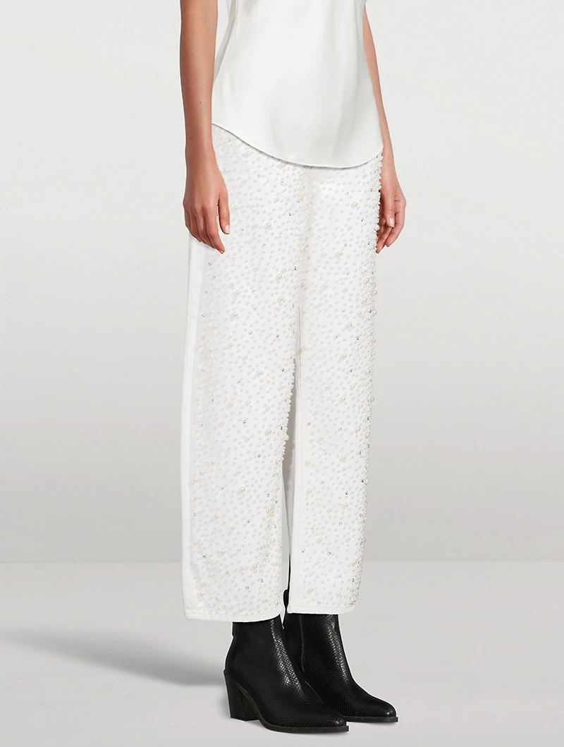 The Pearl Embellished Barrel-Leg Jeans