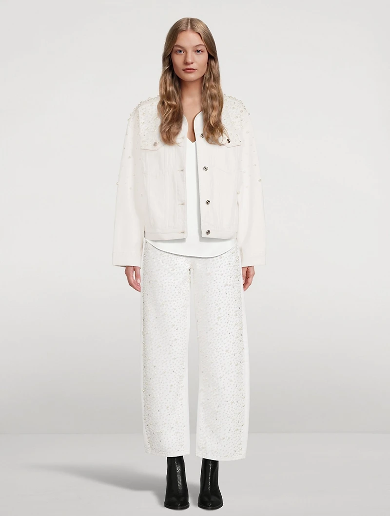 The Pearl Embellished Barrel-Leg Jeans