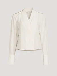 Wrap-Front Silk Blouse