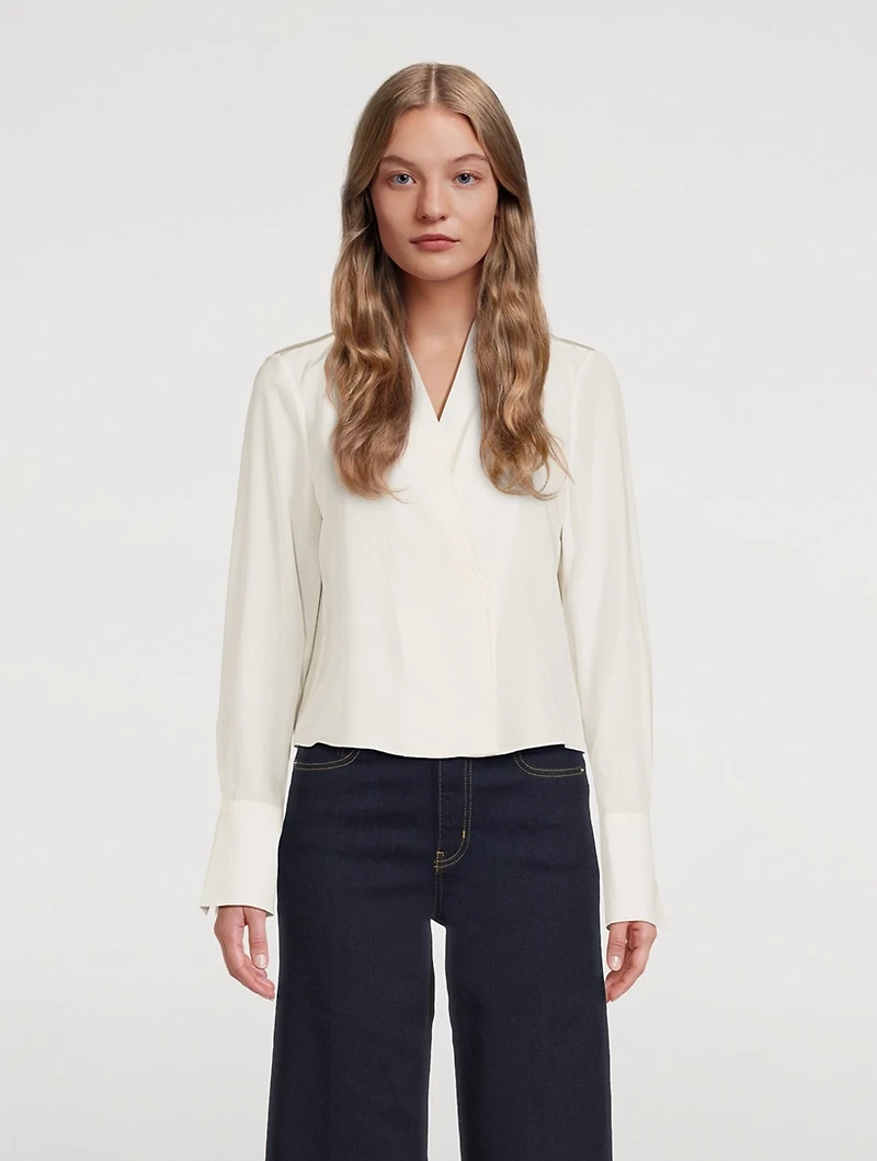 Wrap-Front Silk Blouse