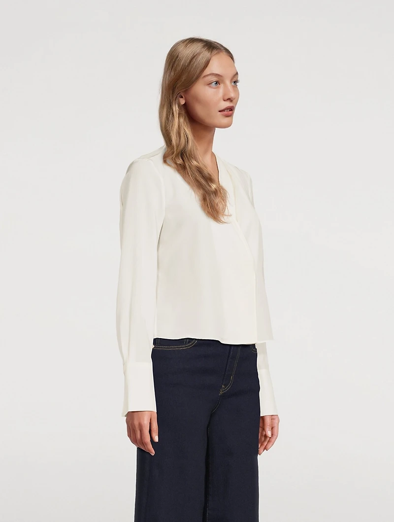 Wrap-Front Silk Blouse